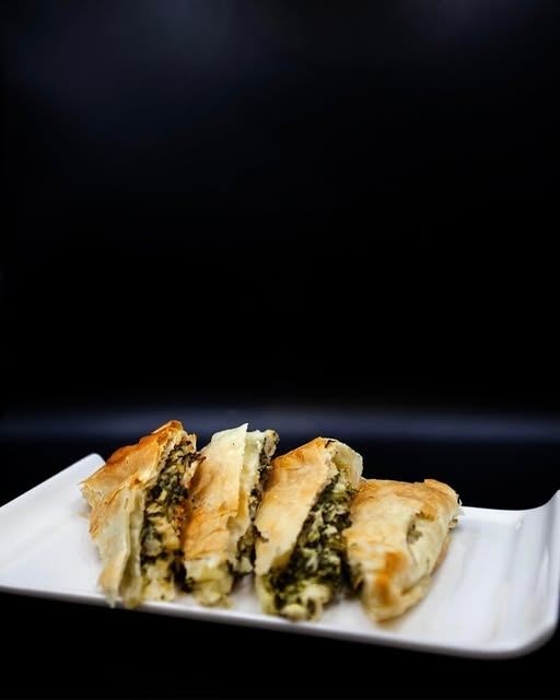 Spanakopita cut into slices